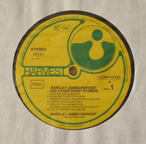 Barclay James Harvest : Barclay James Harvest And Other Short Stories (LP,Album,Reissue,Stereo)