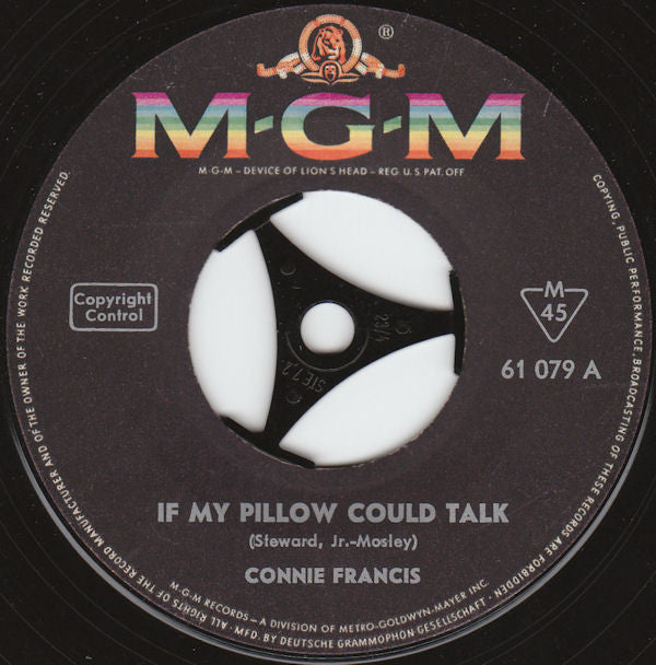 Connie Francis : If My Pillow Could Talk (7",Single,45 RPM,Mono)
