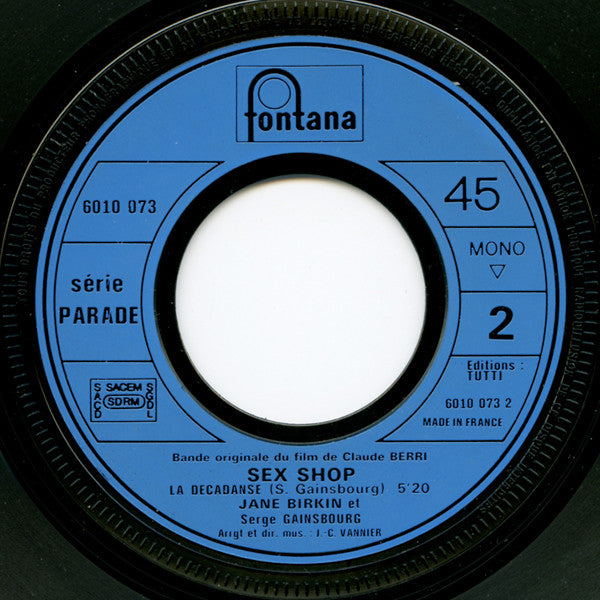 Serge Gainsbourg : Sex Shop (Bande Originale Du Film) (7",45 RPM,Single,Mono)