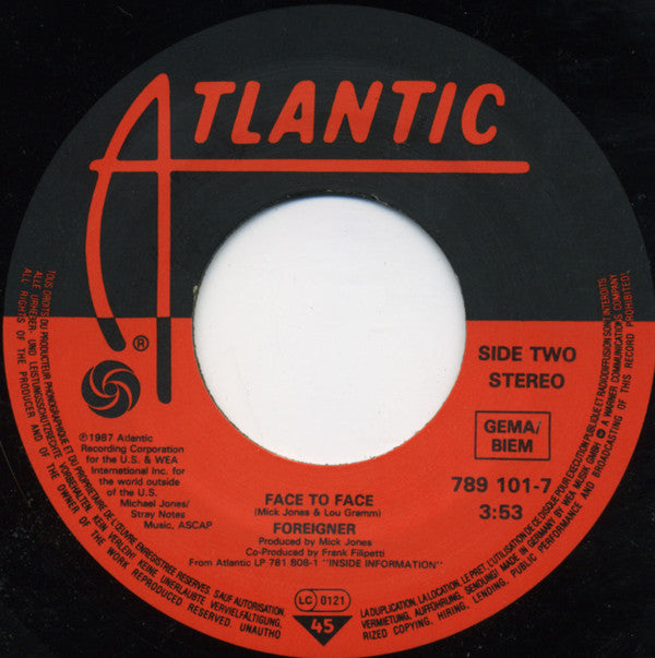 Foreigner : I Don't Want To Live Without You (7",45 RPM,Single)