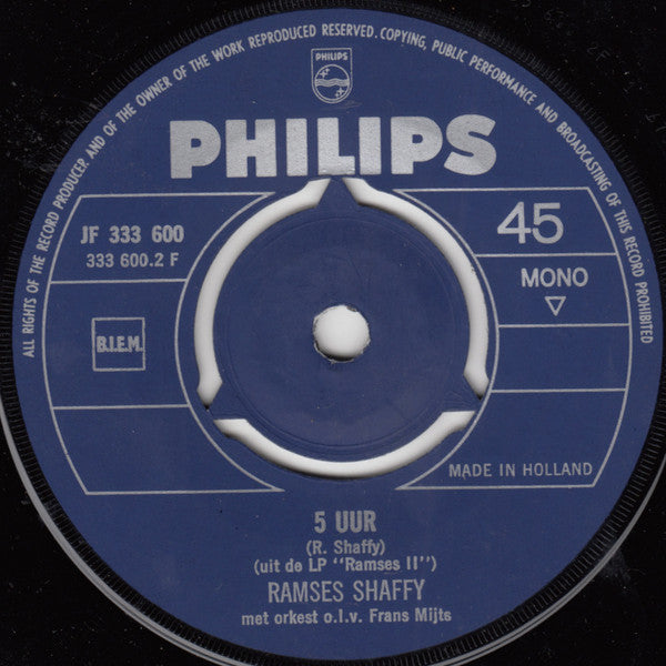 Ramses Shaffy : Sammy / 5 Uur (7",45 RPM,Single,Mono)