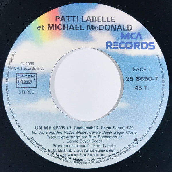 Patti LaBelle And Michael McDonald : On My Own (7",45 RPM,Single,Stereo)