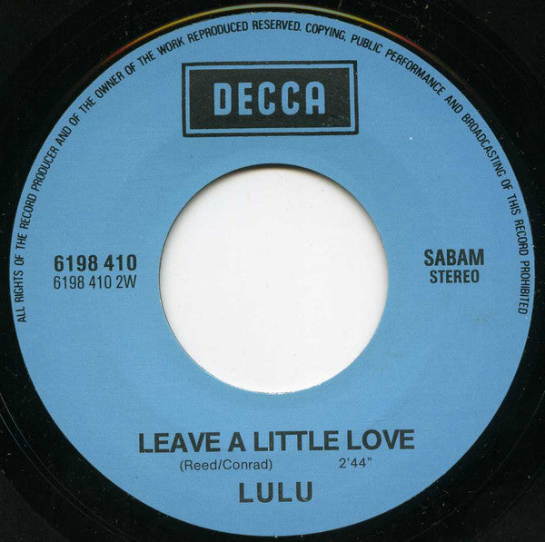 Lulu And The Luvvers : Shout / Leave A Little Love (7",Single,Reissue)