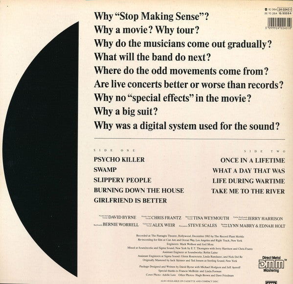 Talking Heads : Stop Making Sense (LP,Album,Reissue,Stereo)