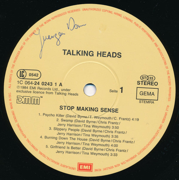 Talking Heads : Stop Making Sense (LP,Album,Reissue,Stereo)