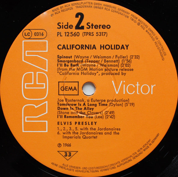 Elvis Presley : California Holiday (LP, Album, RE)
