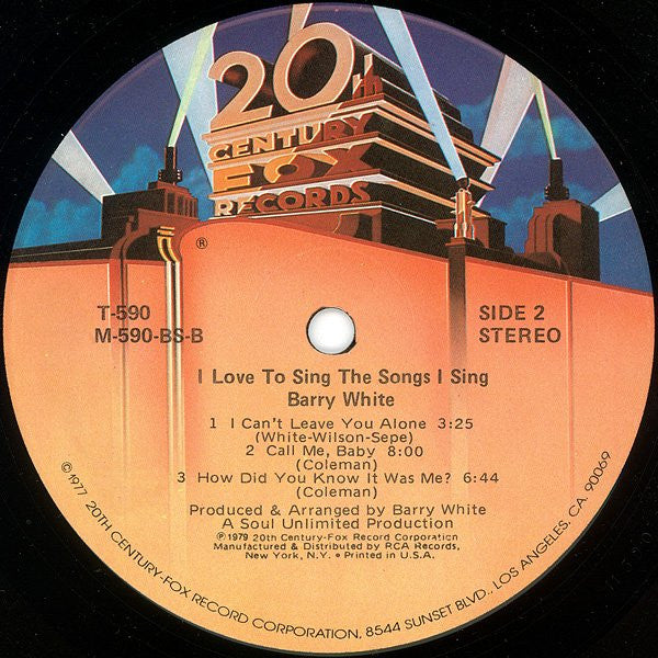 Barry White : I Love To Sing The Songs I Sing (LP,Album,Stereo)