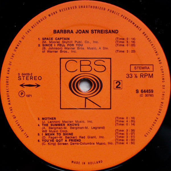 Barbra Streisand : Barbra Joan Streisand (LP,Album)