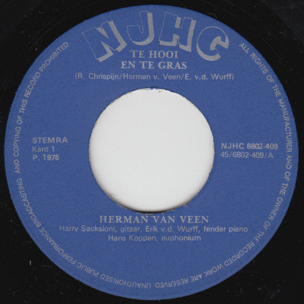 Herman van Veen : Te Hooi En Te Gras (7",Single)