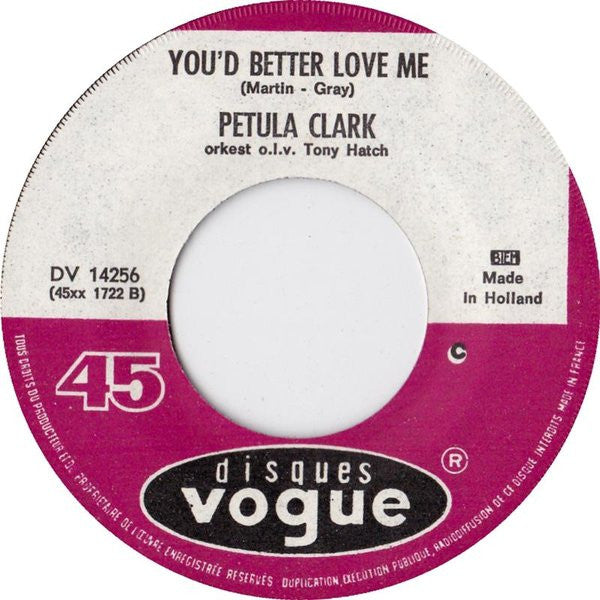Petula Clark : Down Town (7",Single,45 RPM)