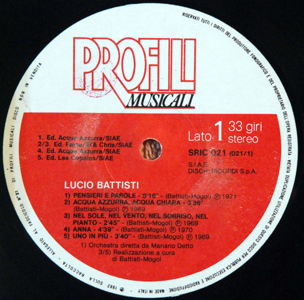Lucio Battisti : Lucio Battisti (LP,Compilation)