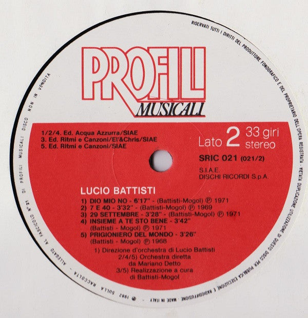 Lucio Battisti : Lucio Battisti (LP,Compilation)