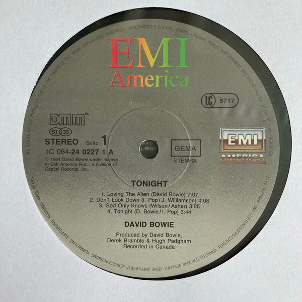 David Bowie : Tonight (LP,Album,Stereo)