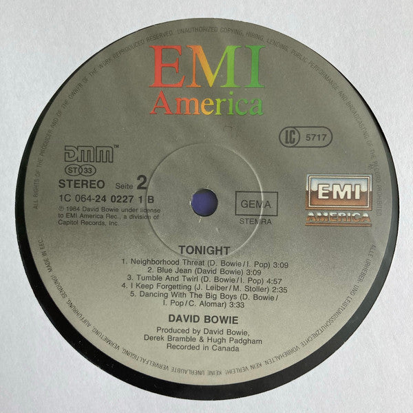 David Bowie : Tonight (LP,Album,Stereo)