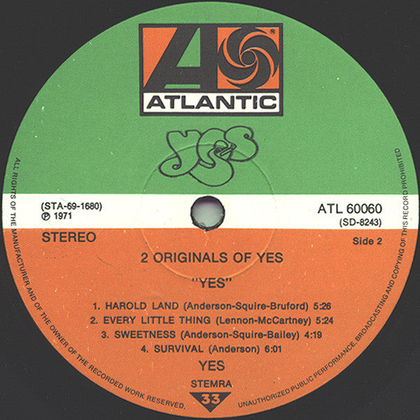 Yes : 2 Originals Of Yes (LP,Album,Compilation)