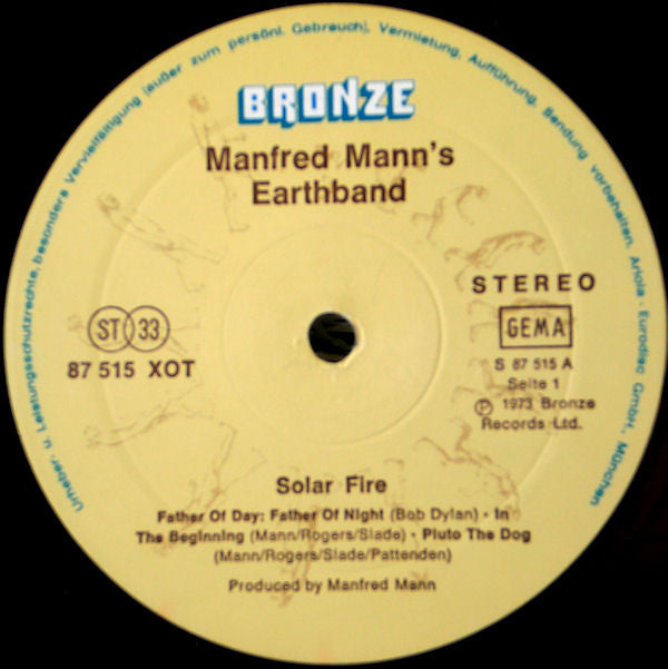 Manfred Mann's Earth Band : Solar Fire (LP,Album,Reissue,Stereo)