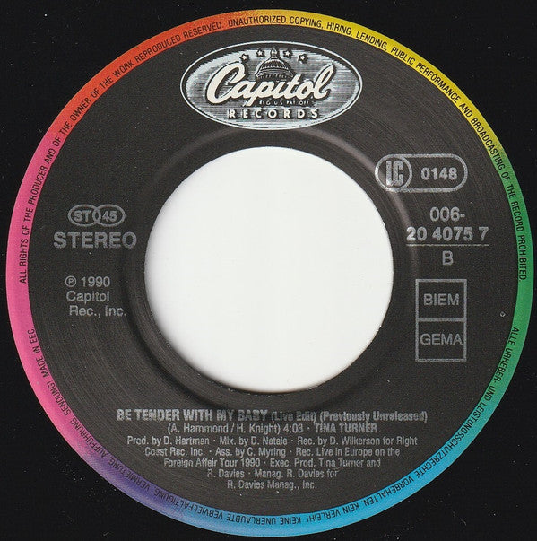 Tina Turner : Be Tender With Me Baby (7",45 RPM,Single)