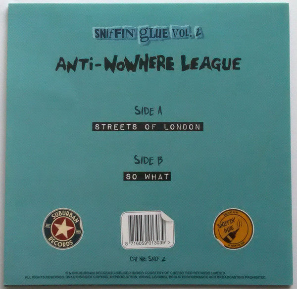 Anti-Nowhere League : Streets Of London / So What (7",45 RPM,Single,Limited Edition,Reissue,Stereo)