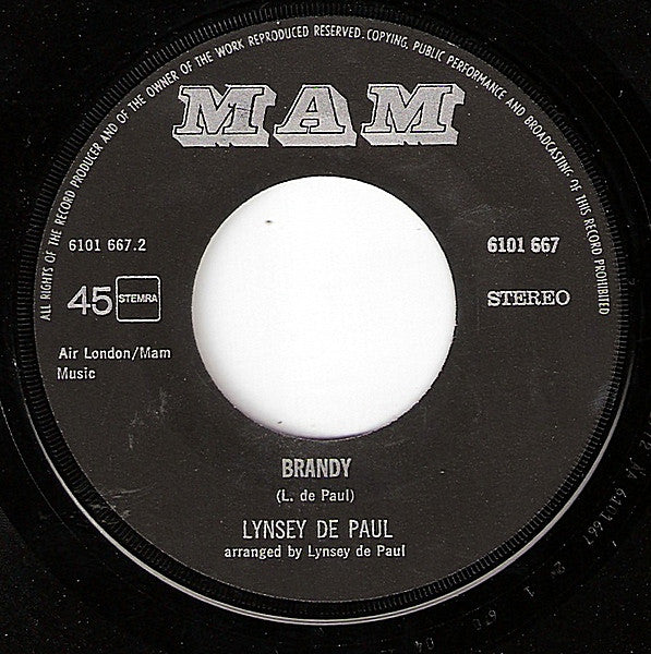 Lynsey De Paul : Getting A Drag / Brandy (7",Single,45 RPM)