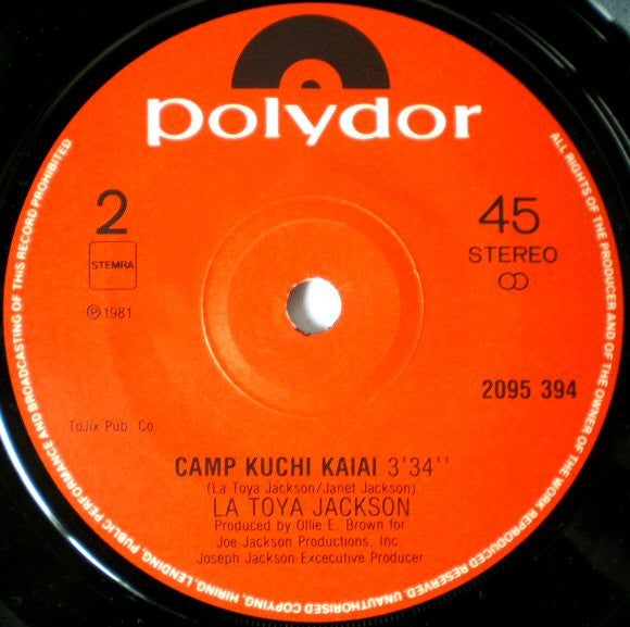 La Toya Jackson : Stay The Night / Camp Kuchi Kaiai (7",Single)