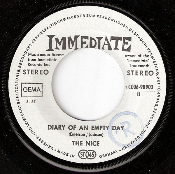 Nice, The : Hang On To A Dream / Diary Of An Empty Day (7",Single,45 RPM,Stereo)