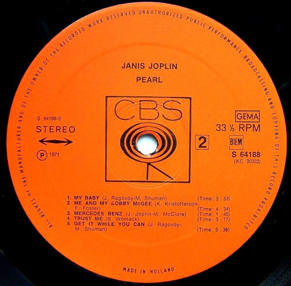 Janis Joplin : Pearl (LP,Album,Stereo)