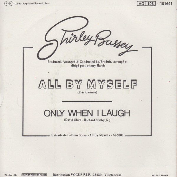 Shirley Bassey : All By Myself (7",45 RPM,Single)