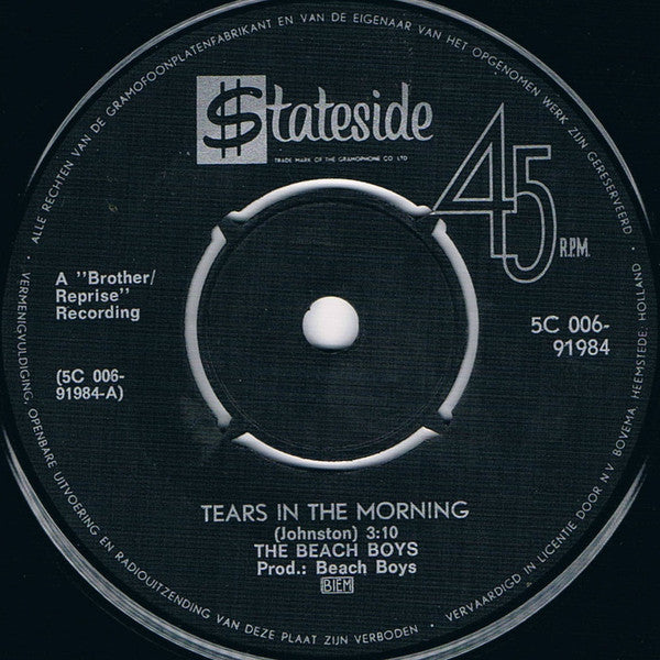 Beach Boys, The : Tears In The Morning (7",45 RPM,Single)