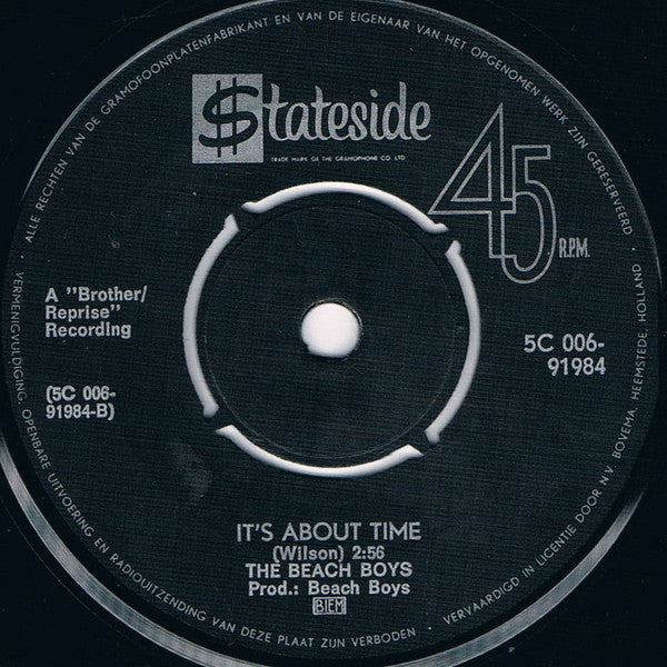 Beach Boys, The : Tears In The Morning (7",45 RPM,Single)