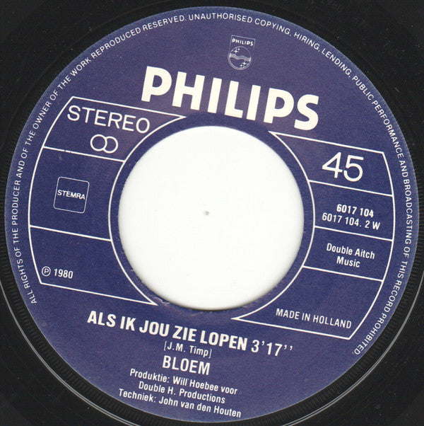 Bloem : Vooral Jong Blijven (7",45 RPM,Single,Stereo)