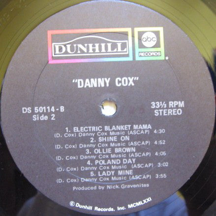 Danny Cox : Danny Cox (LP,Album)