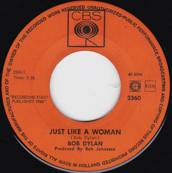 Bob Dylan : Just Like A Woman (7",45 RPM,Single)