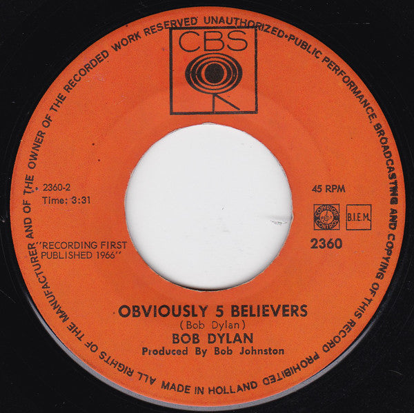 Bob Dylan : Just Like A Woman (7",45 RPM,Single)