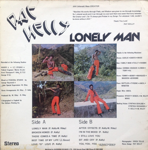 Pat Kelly : Lonely Man (LP,Album)