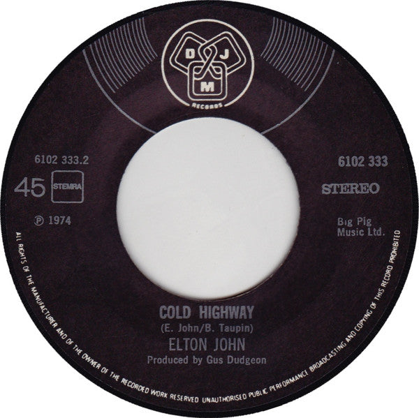 Elton John : The Bitch Is Back (7",45 RPM,Single,Stereo)