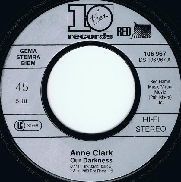 Anne Clark : Our Darkness / Sleeper In Metropolis (7", Single)