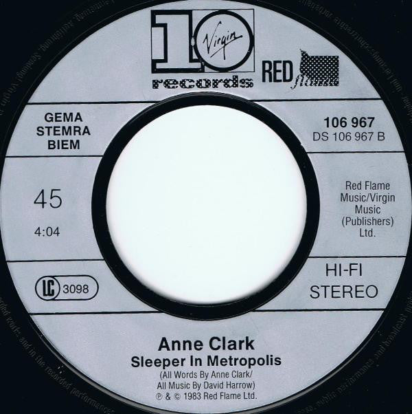 Anne Clark : Our Darkness / Sleeper In Metropolis (7", Single)