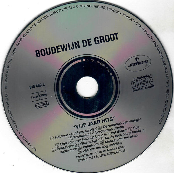 Boudewijn De Groot : Vijf Jaar Hits (Compilation,Remastered)