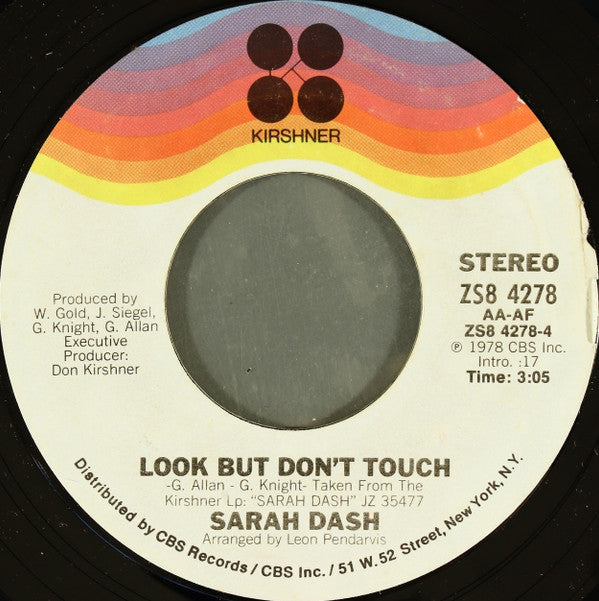 Sarah Dash : Sinner Man / Look But Don't Touch (7",45 RPM,Styrene,Stereo)