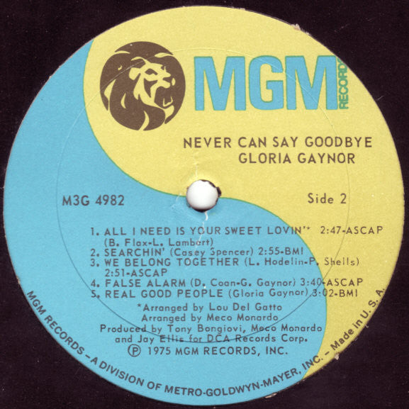 Gloria Gaynor : Never Can Say Goodbye (LP, Album, P/Mixed)