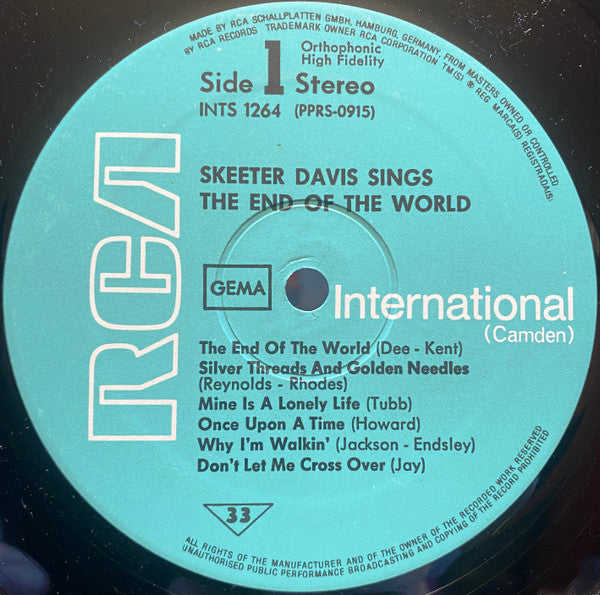 Skeeter Davis : The End Of The World (LP, Album, RE)