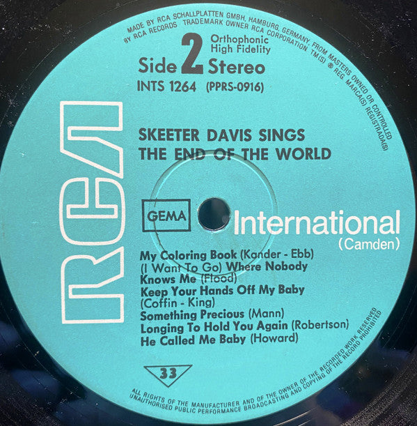 Skeeter Davis : The End Of The World (LP, Album, RE)