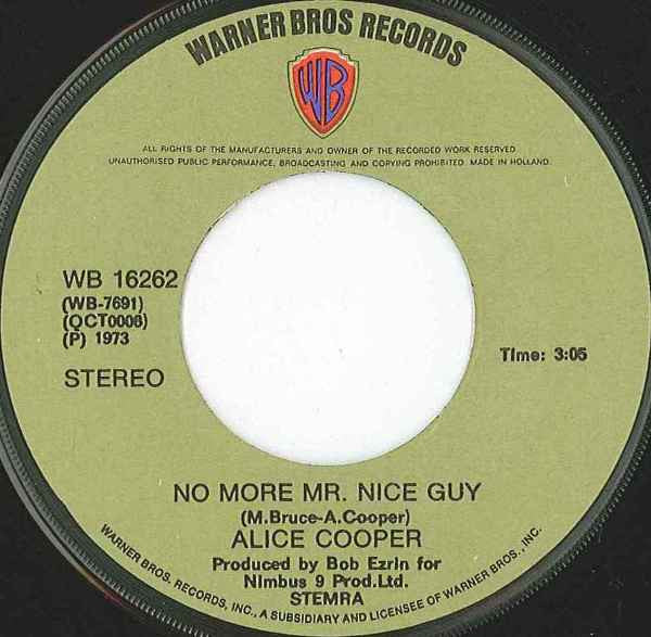 Alice Cooper : No More Mr. Nice Guy (7", Single)