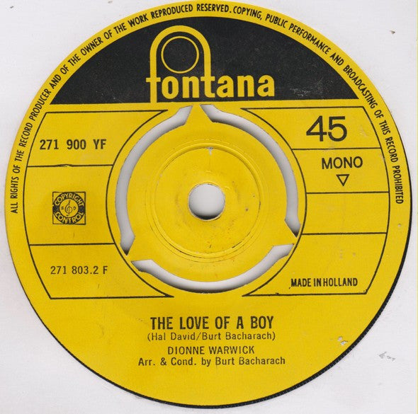 Dionne Warwick : Anyone Who Had A Heart / The Love Of A Boy (7",45 RPM,Single,Mono)