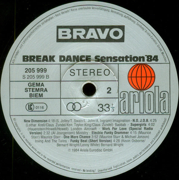 Various : Bravo Break Dance Sensation '84 (LP,Compilation,Mixed,Stereo)