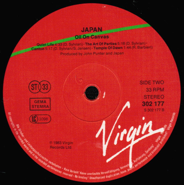 Japan : Oil On Canvas (2xLP, Album, Gat)