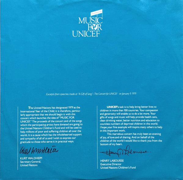 Various : The Music For UNICEF Concert - A Gift Of Song (LP,Album)