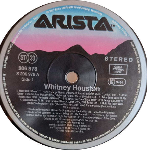 Whitney Houston : Whitney Houston (LP, Album)