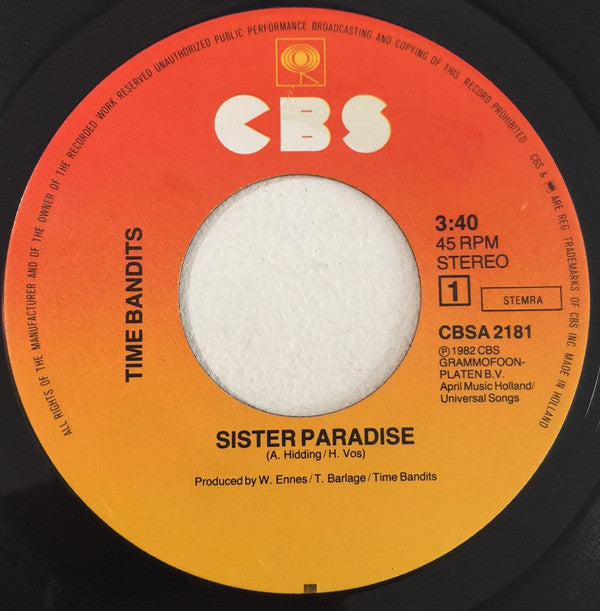 Time Bandits : Sister Paradise (7",45 RPM,Single,Stereo)