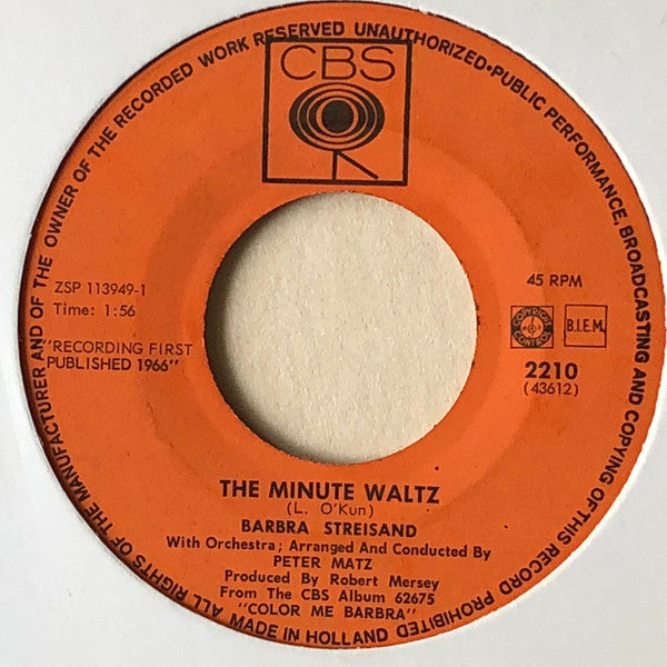Barbra Streisand : The Minute Waltz (7",45 RPM)